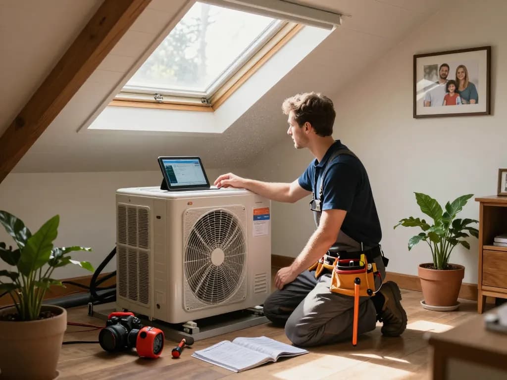 Expert technician performing HVAC maintenance in a Boulder City home, showcasing quality hvac in las vegas services.