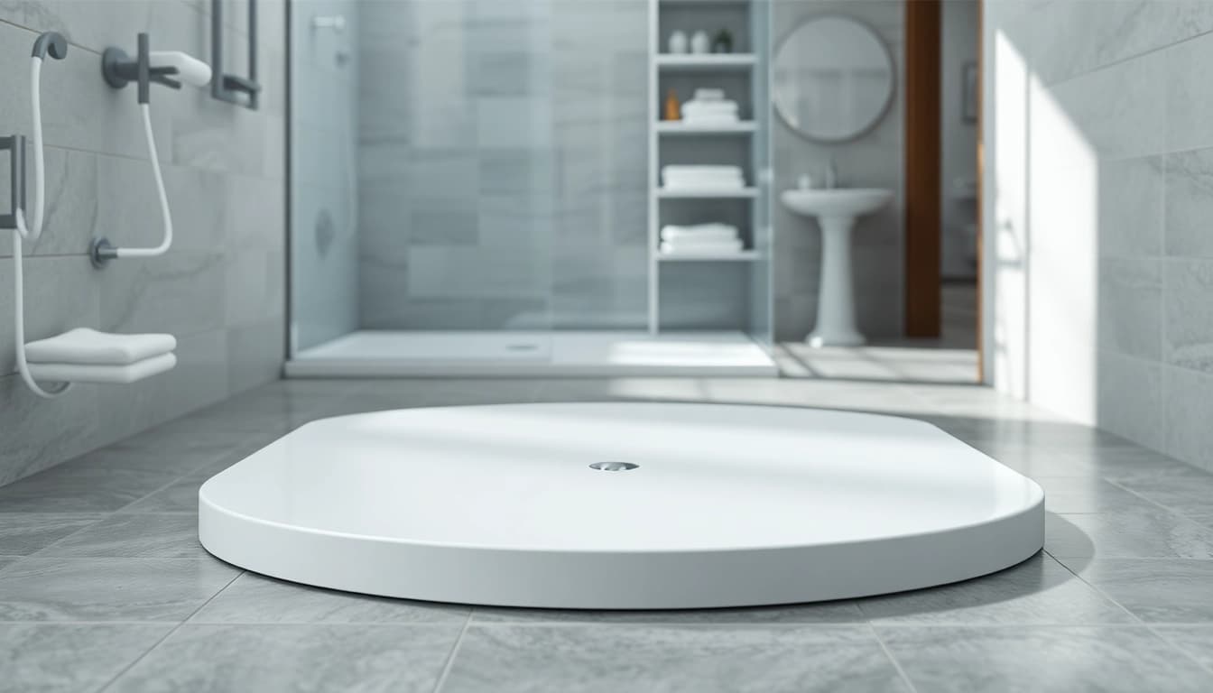 Showcase of an 800 x 800 shower base in a sleek modern bathroom design with elegant features.