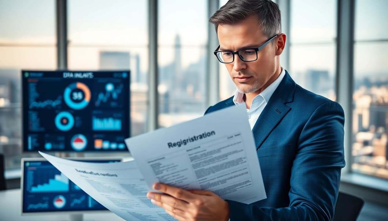 Consultant analyzing registration and certification in Federal databases documents for compliance.