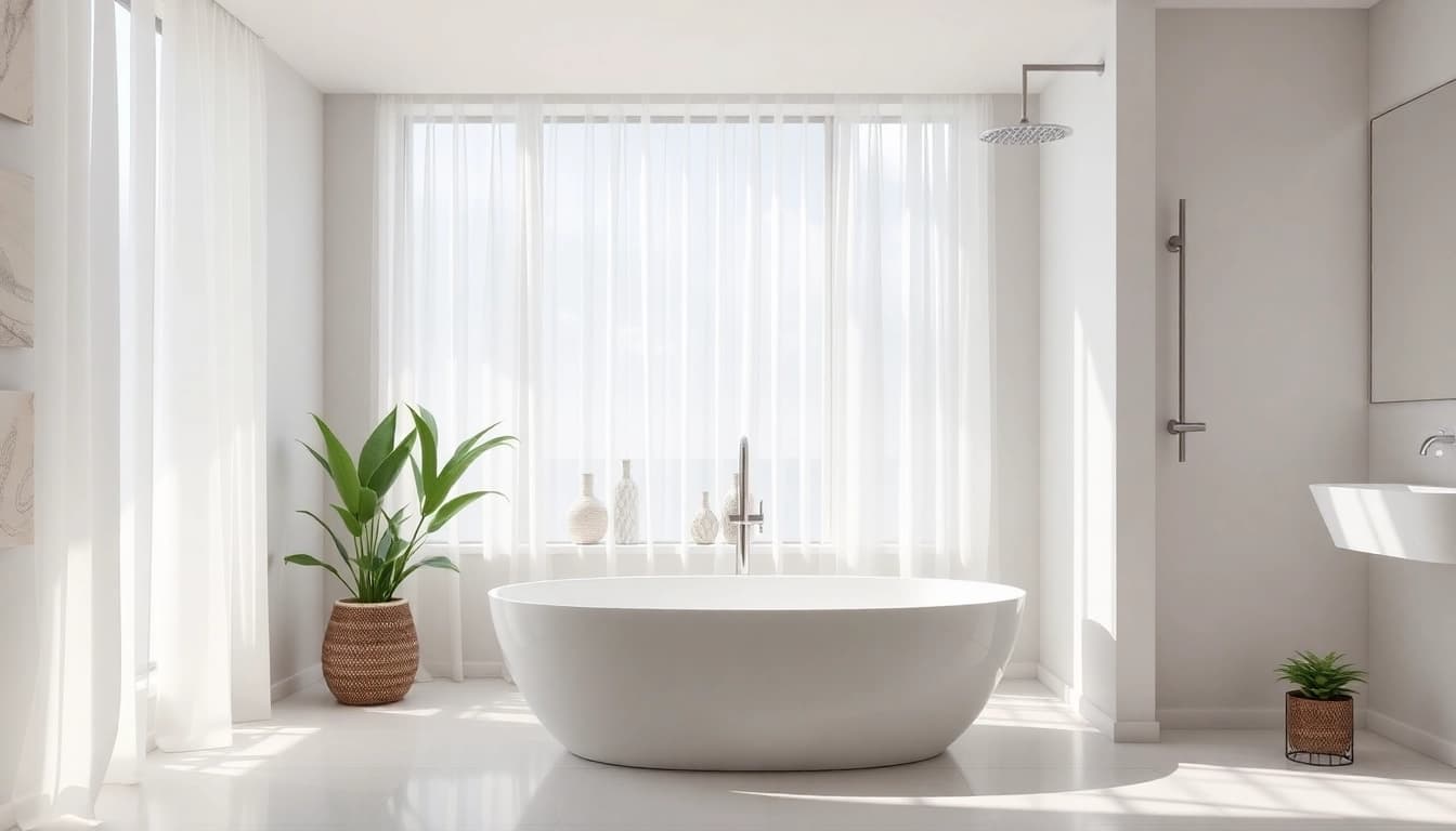 Experience elegant showers with stylish fixtures and serene bathroom design.