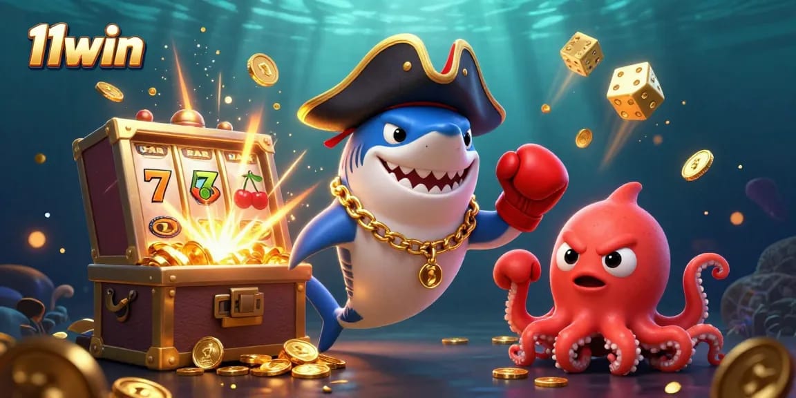 Join the 11win pirate adventure with a shark and friends amid jackpot excitement!