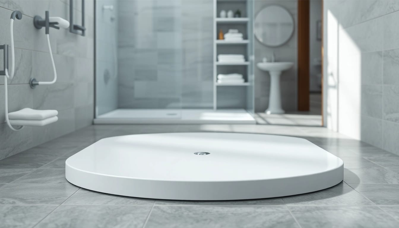 Showcase of an 800 x 800 shower base in a sleek modern bathroom design with elegant features.