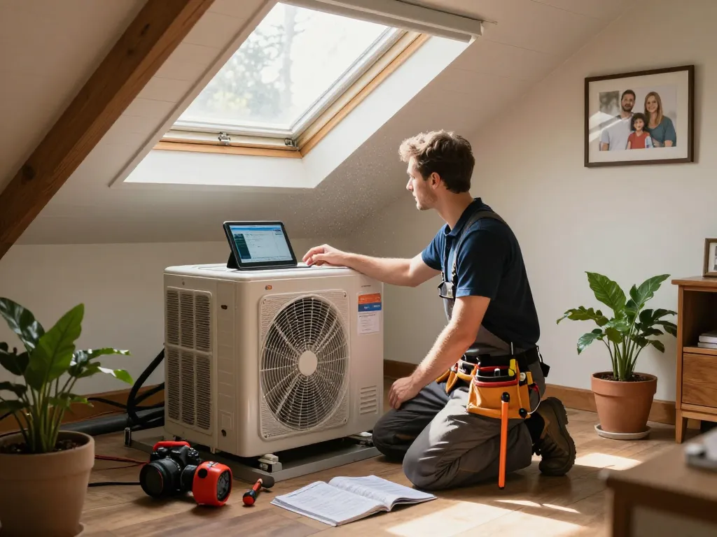 Expert technician performing HVAC maintenance in a Boulder City home, showcasing quality hvac in las vegas services.