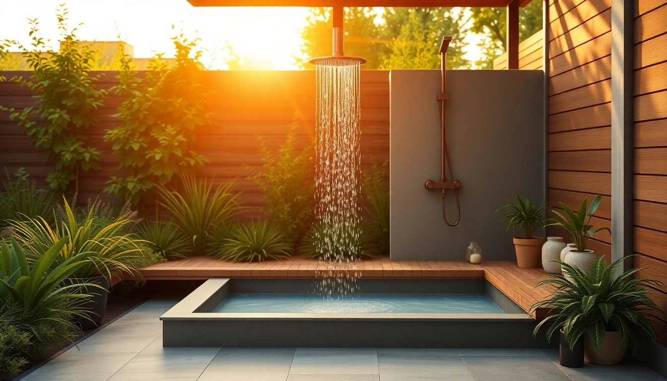 Enhance your outdoor space with sunny shower usa inc's modern outdoor shower design.
