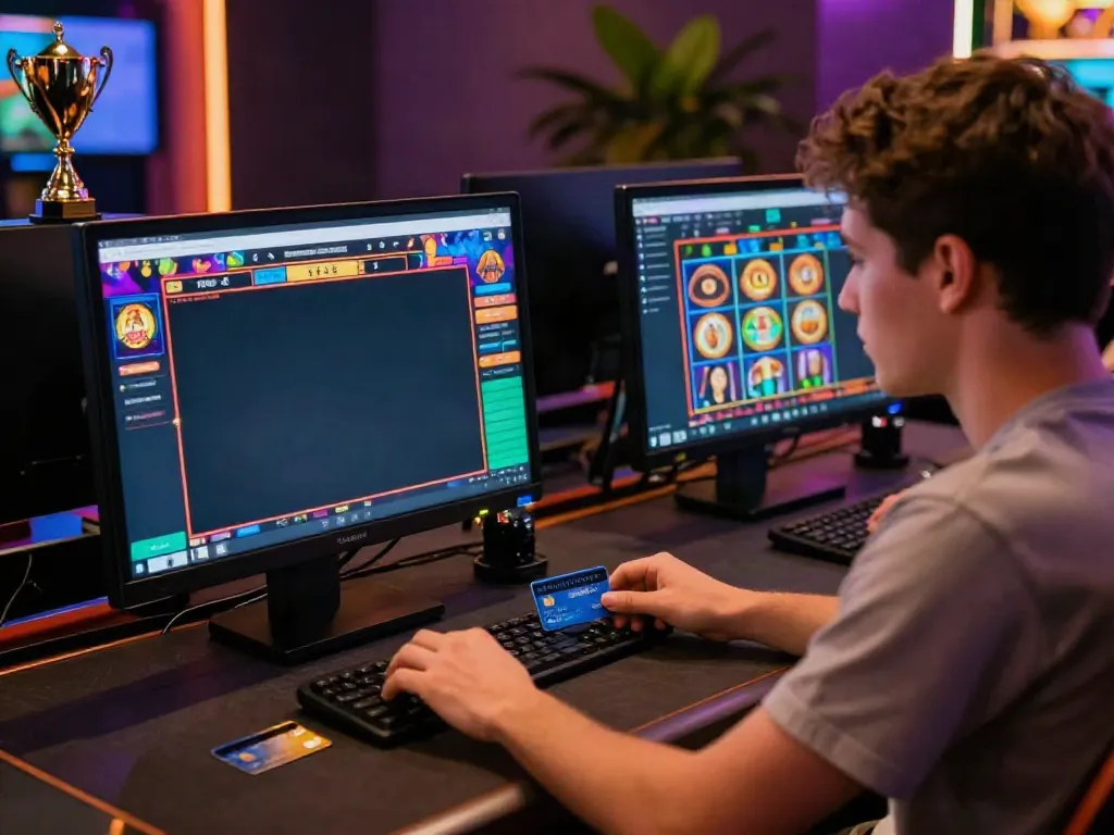 Exciting online casinos that accept credit cards, showcasing a player immersed in gaming.