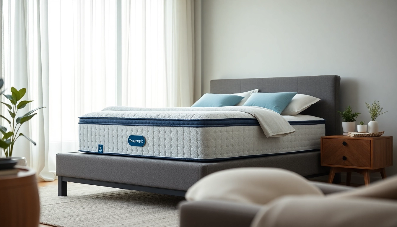 Experience relaxation on a Tempur-Pedic Adapt mattress in a serene bedroom setting.
