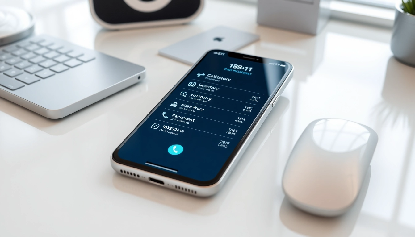 View a modern smartphone display featuring call history checker action in a stylish office setting.