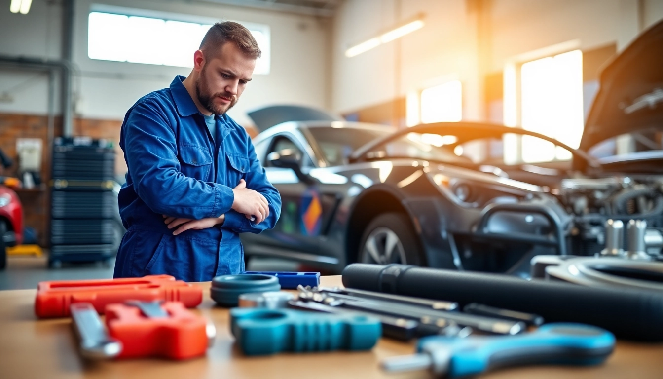 Man examining vehicle using an extended warranty that lets me use my own mechanic for repairs.