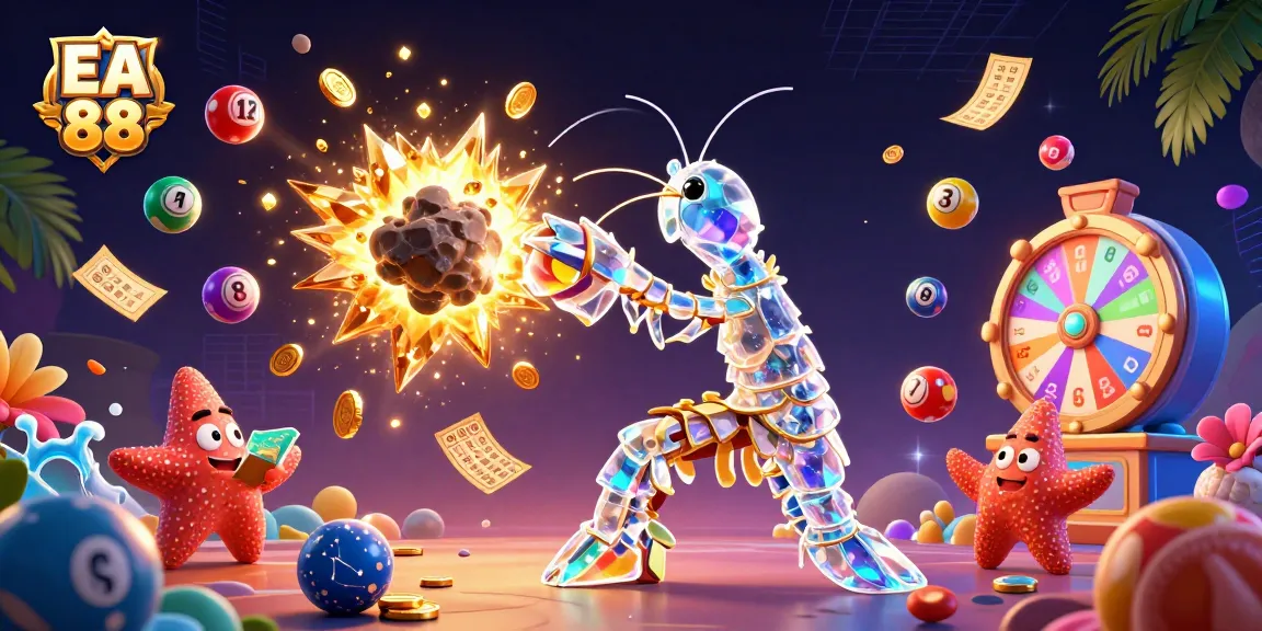Engage with EA 88 by exploring vibrant lottery balls and gold coins in a dynamic 3D casino scene