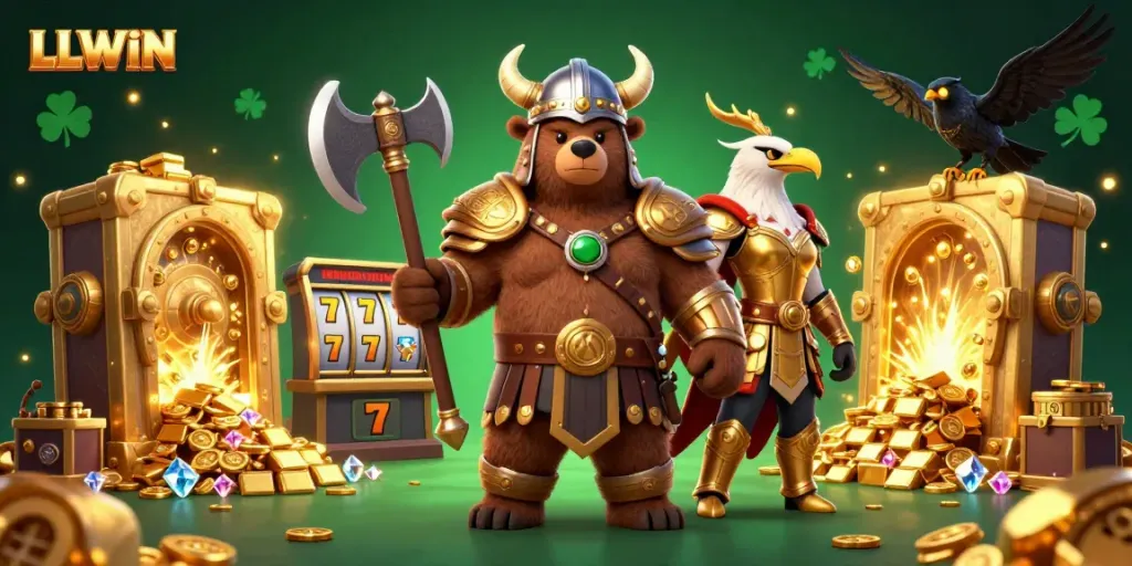 Engage with LLWIN's vibrant casino experience featuring Vikings and treasures.