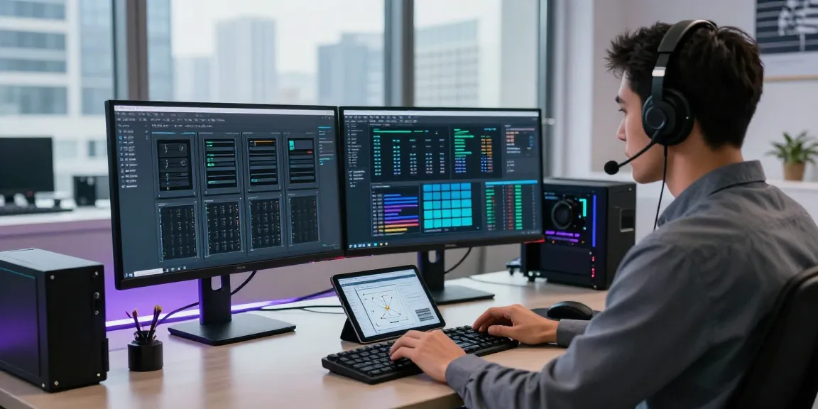 VDS kirala professional workspace with server management displays