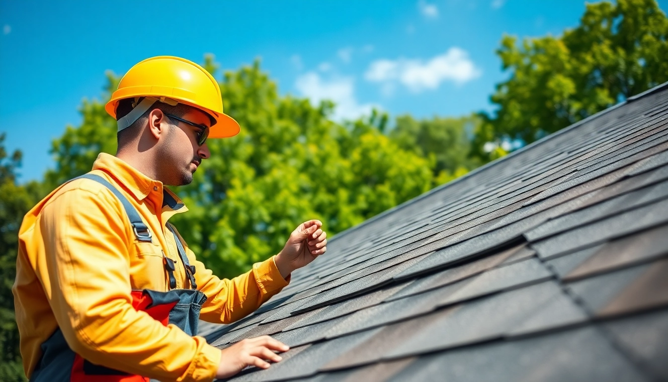 Inspecting residential roofing in South Jersey by a professional contractor in clear conditions.