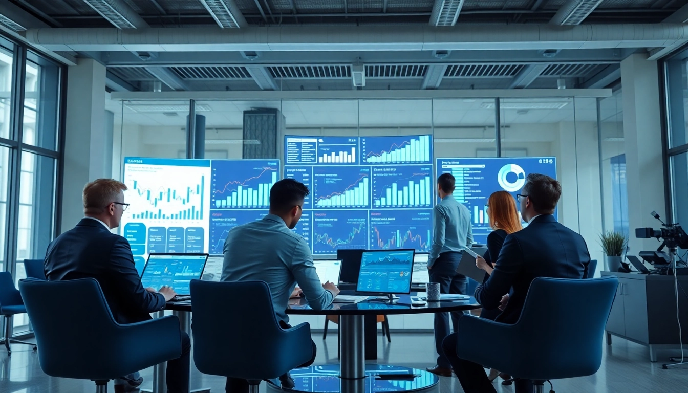 Collaborative team utilizing b2b competitive intelligence data in a modern office setting.