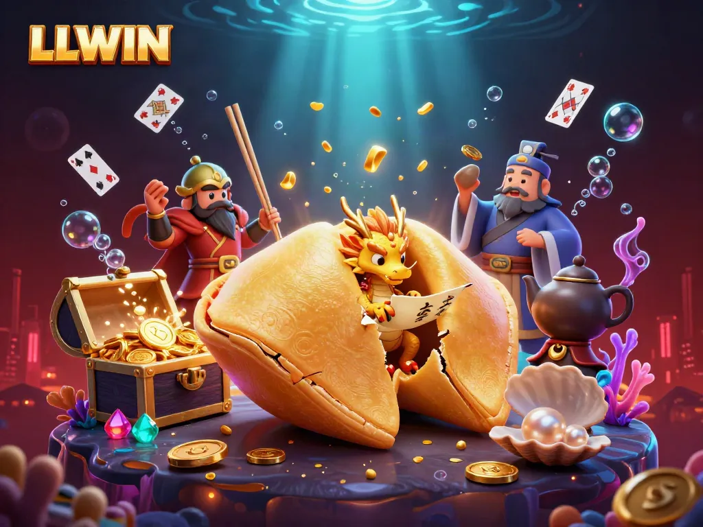 LLWIN showcases a vibrant 3D casino scene filled with fortune and engaging game elements, creating an immersive experience.