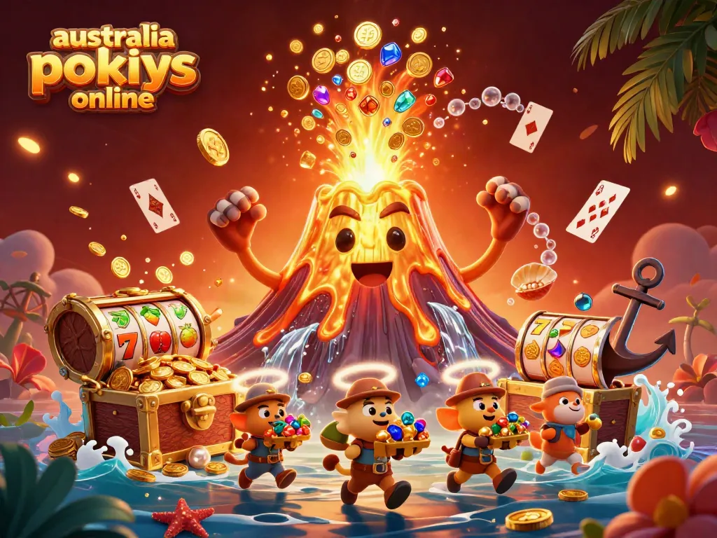 Play exciting australia pokies online with vibrant golden graphics and dynamic gaming elements.