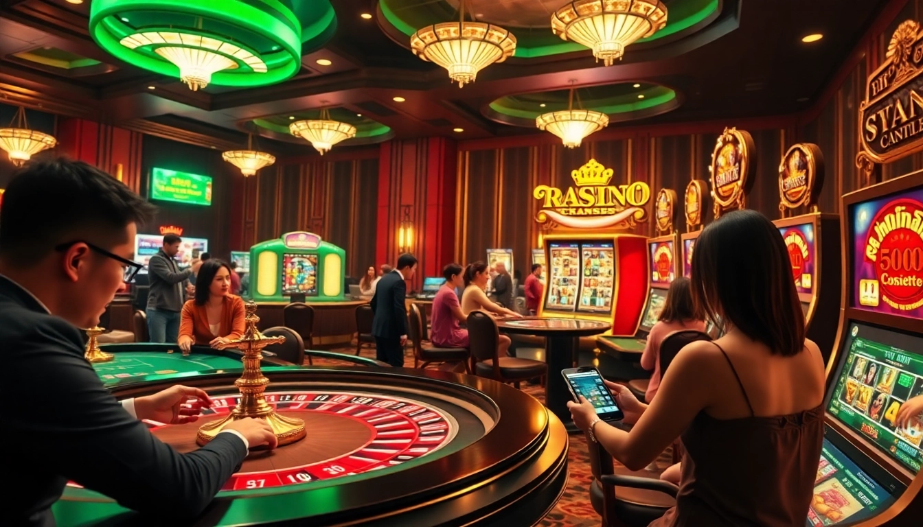 Nạp Tiền 888new transaction in a vibrant casino scene with players engaged in betting activities.