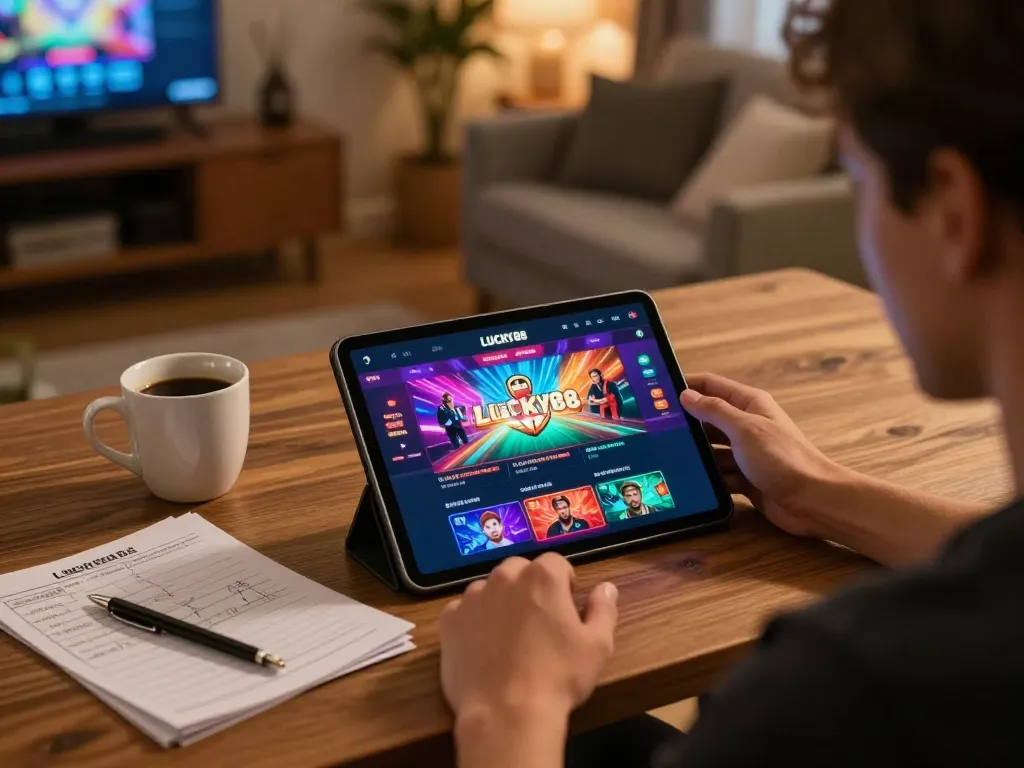 LUCKY88 gaming experience on tablet with player engaging in strategic betting