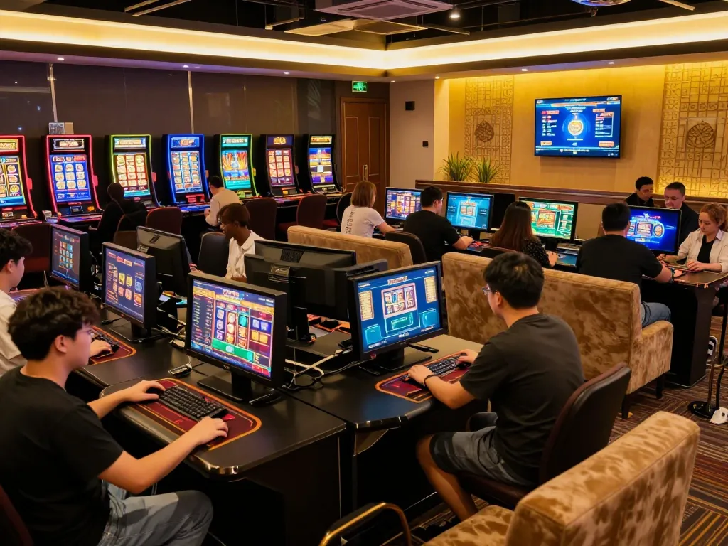 Engaged players enjoying various online casino games, highlighting ko66's exciting gaming experience.