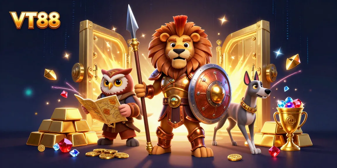 Experience the thrill of VT88 gaming surrounded by treasure and dynamic casino elements.
