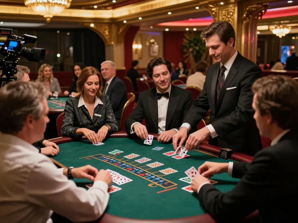 Players engaging in strategic gameplay at blackjack tables in a lively casino, showcasing the DA88 experience.