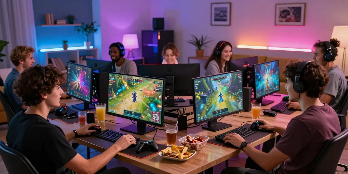 Engaged gamers enjoying adult games, showcasing immersive gameplay and community spirit.
