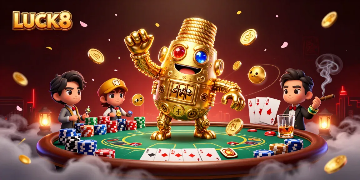 Experience thrilling gameplay with LUCK8's dynamic casino scene featuring vibrant poker action.