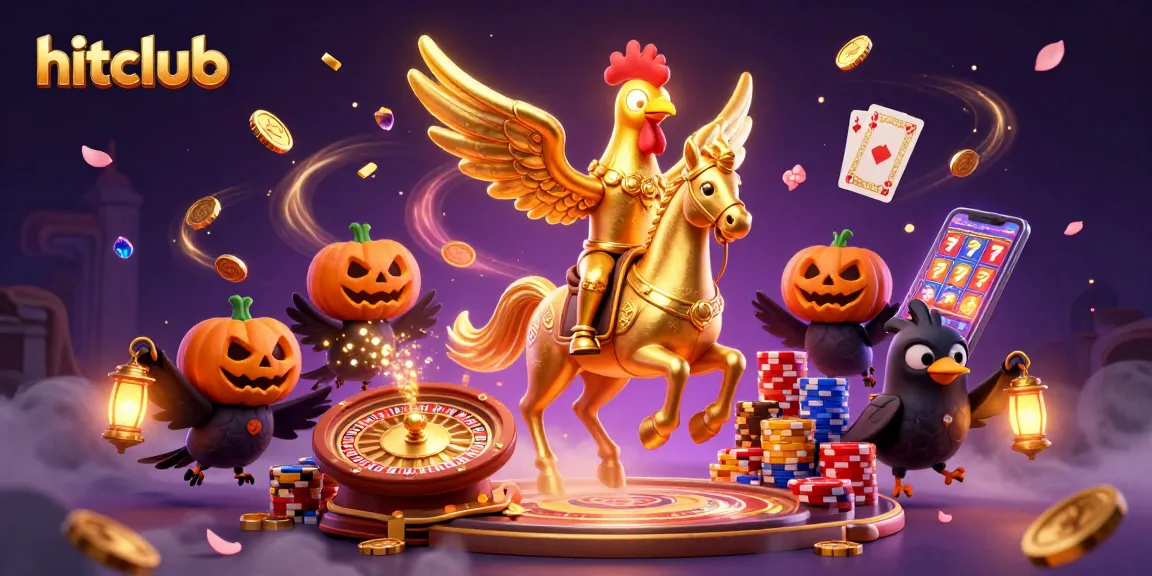 Experience excitement with hitclub as a golden rooster and friends celebrate in a vibrant casino scene.