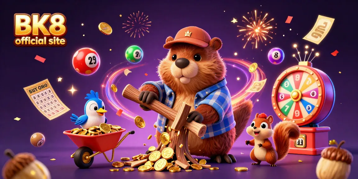 Celebrate wins at the BK8 official site with a dynamic 3D illustration of gaming excitement.